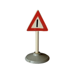 Road Sign with Post, Triangle with Generic Warning Pattern, Type 1 Base