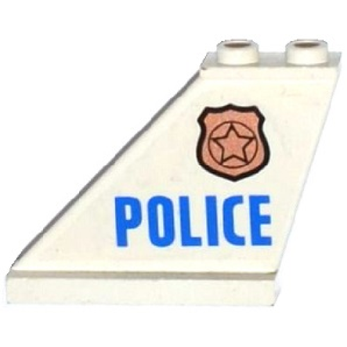 Деталь LEGO 2340pb058L Tail 4 x 1 x 3 with Police Copper Star Badge and Blue 'POLICE' Pattern on Left Side (Sticker) - Set 60130