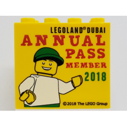 Brick 2 x 4 x 3 with LEGOLAND Dubai 2018 Annual Pass Member Pattern