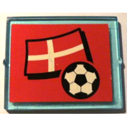 Glass for Window 1 x 4 x 3 with Flag of Denmark and Soccer Ball on Red Background Pattern (Sticker) - Set 3407