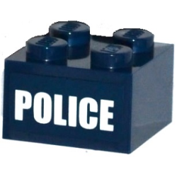 Brick 2 x 2 with White 'POLICE' Pattern (Sticker) - Set 60068 Brick 2 x 2 with White 'POLICE' Pattern (Sticker) - Set 60068
