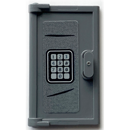 Деталь LEGO 60614pb010 Door 1 x 2 x 3 with Vertical Handle, Mold for Tabless Frames with Safe Numeric Keypad Pattern (Sticker) - Set 70912