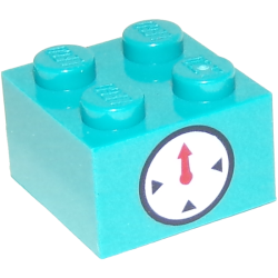 Brick 2 x 2 with Timer Black Circle and Indicators with Red Hand on White Background Pattern Brick 2 x 2 with Timer Black Circle and Indicators with Red Hand on White Background Pattern