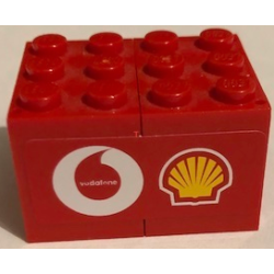Stickered Assembly 4 x 3 x 2 with Shell and Vodafone Logos Pattern Model Right Side (Sticker) - Set 8654 - 2 Container, Cupboard 2 x 3 x 2 - Solid Studs Stickered Assembly 4 x 3 x 2 with Shell and Vodafone Logos Pattern Model Right Side (Sticker) - Set 8654 - 2 Container, Cupboard 2 x 3 x 2 - Solid Studs