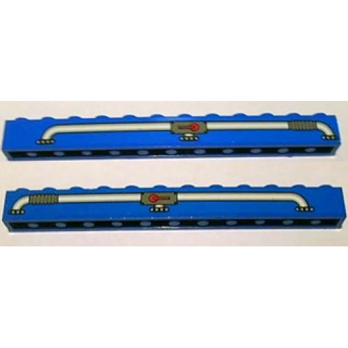 Деталь LEGO 6112pb008 Brick 1 x 12 with Tube and Valve Pattern on Both Sides (Stickers) - Set 2126
