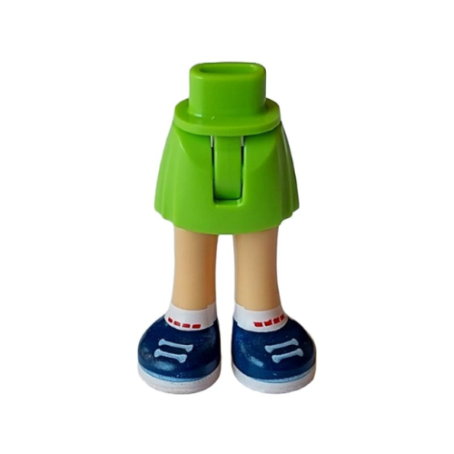 Деталь LEGO 35216ac00pb015 Mini Doll Hips and Skirt with Molded Medium Tan Legs and Printed Dark Blue Shoes with White Laces, Soles and Socks with Red Rectangles Pattern - Thin Hinge