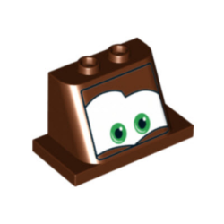 Windscreen 2 x 3 x 2 with 2 x 4 Base with Green Eyes on White Background Pattern 6, Curved Bottom Windscreen 2 x 3 x 2 with 2 x 4 Base with Green Eyes on White Background Pattern 6, Curved Bottom