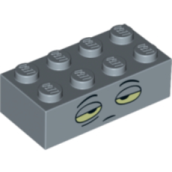 Brick 2 x 4 with Sleepy Yellow Eyes and Neutral Expression Pattern (Brock)