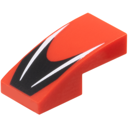 Slope, Curved 2 x 1 x 2/3 with 2 White Stripes on Black Chevron Pattern Slope, Curved 2 x 1 x 2/3 with 2 White Stripes on Black Chevron Pattern