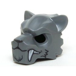 Minifigure, Headgear Mask Tiger with White Fangs, Fur and Medium Lavender Sinew Patches Pattern Minifigure, Headgear Mask Tiger with White Fangs, Fur and Medium Lavender Sinew Patches Pattern