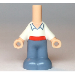 Micro Doll, Body with Molded White Top and Sand Blue Pants and Printed Lapels, Red Sash Belt, Light Nougat Neck Pattern