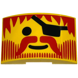 Slope, Curved 6 x 4 Double with Red Hair, Moustache, and Beard Lines, Black Eye Patch and Standard Grin Pattern (Pirate Face) Slope, Curved 6 x 4 Double with Red Hair, Moustache, and Beard Lines, Black Eye Patch and Standard Grin Pattern (Pirate Face)