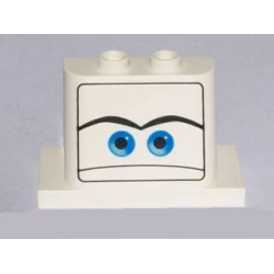 Windscreen 2 x 3 x 2 with 2 x 4 Base with Blue Eyes on White Background Pattern Windscreen 2 x 3 x 2 with 2 x 4 Base with Blue Eyes on White Background Pattern