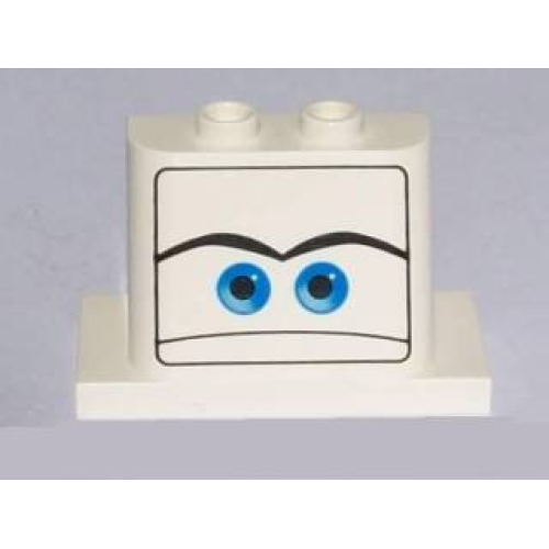 Деталь LEGO 93598pb05 Windscreen 2 x 3 x 2 with 2 x 4 Base with Blue Eyes on White Background Pattern