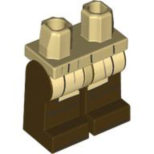 Деталь LEGO 970c120pb12 Hips and Dark Brown Legs with SW Tan Jedi Robe Ends and Black Shoe Tips Pattern