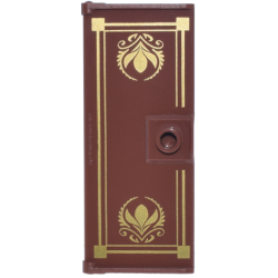 Door 1 x 3 x 6 with Stud Handle with Gold Border with Squares and Arendelle Crest Flowers Pattern Door 1 x 3 x 6 with Stud Handle with Gold Border with Squares and Arendelle Crest Flowers Pattern