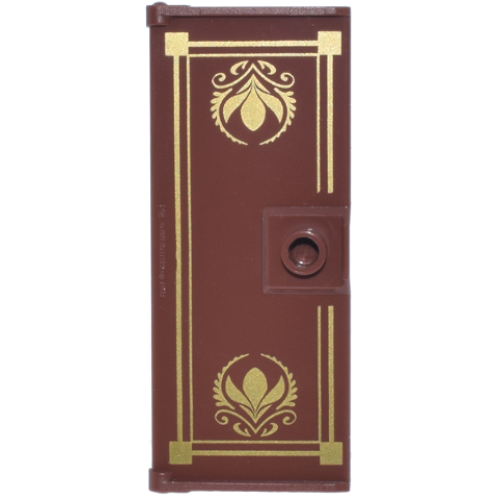 Деталь LEGO 80683pb001 Door 1 x 3 x 6 with Stud Handle with Gold Border with Squares and Arendelle Crest Flowers Pattern