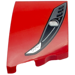 Wedge 3 x 2 Left No Studs with Ferrari Car Headlight, Black and Dark Silver Casing, Silver Bulb Pattern