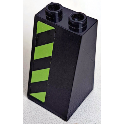 Slope 75 2 x 2 x 3 - Hollow Studs with Black and Lime Danger Stripes Pattern Model Left Side (Sticker) - Set 7709