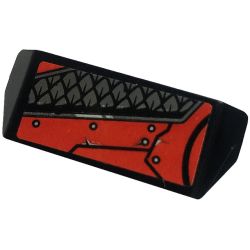 Vehicle, Spoiler with Bar Handle with Dark Bluish Gray Scales, Rivets and Red Metal Plates Pattern (Sticker) - Set 80033 Vehicle, Spoiler with Bar Handle with Dark Bluish Gray Scales, Rivets and Red Metal Plates Pattern (Sticker) - Set 80033