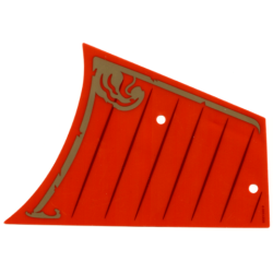 Plastic Part for Set 70738 - Red Sail with Dark Red Lines and Gold Trim and Wave Pattern