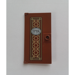 Door 1 x 4 x 6 with Stud Handle with Pearl Gold Ornament and '177A' Pattern (Sticker) - Set 76108 Door 1 x 4 x 6 with Stud Handle with Pearl Gold Ornament and '177A' Pattern (Sticker) - Set 76108