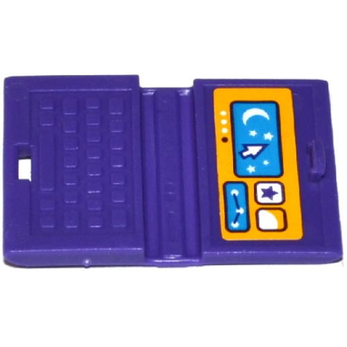 Деталь LEGO 62698pb09 Minifigure, Utensil Computer Laptop with Moon, Stars and Mouse Pointer Pattern (Sticker) - Set 41116