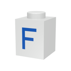 Brick 1 x 1 with Blue Capital Letter F Pattern