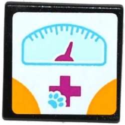 Road Sign 2 x 2 Square with Open O Clip with Magenta Cross, Animal Paw and Weight Scale Pattern (Sticker) - Set 41085