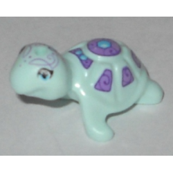 Turtle, Friends Style with Medium Azure Eyes, Dark Azure Jewels, Medium Lavender Shell with Dark Purple Swirls Pattern (Elves Calypso)