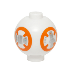 Brick, Round 2 x 2 Sphere with Stud / Robot Body with BB-8 Droid Pattern