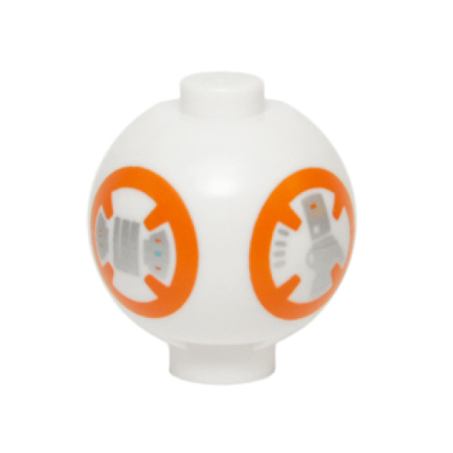 Деталь LEGO 20953pb01 Brick, Round 2 x 2 Sphere with Stud / Robot Body with BB-8 Droid Pattern