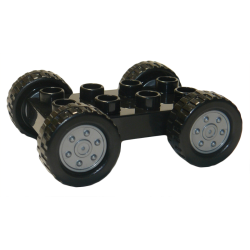 Duplo Car Base 2 x 4 with Fixed Axles, Black Tires and Flat Silver Wheels Duplo Car Base 2 x 4 with Fixed Axles, Black Tires and Flat Silver Wheels