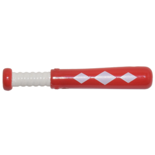 Деталь LEGO 93220pb02 Minifigure, Utensil Baseball Bat 4L with White Grip Handle and 3 White Diamonds Pattern