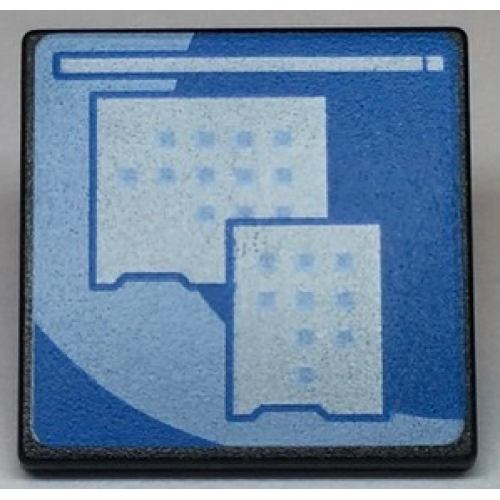 Деталь LEGO 15210pb059 Road Sign 2 x 2 Square with Open O Clip with Light Blue Curved Center Stripe and Small Squares Pattern (Computer Screen)