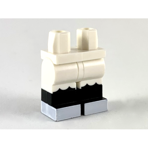 Деталь LEGO 970c00pb0962 Hips and Legs with Molded Black Lower Legs / Boots and Printed Black Ruffles and White Feet Pattern