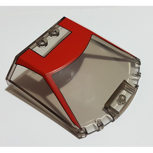 Деталь LEGO 65633pb01 Windscreen 6 x 6 x 1 1/3 Straight Sides with Black and Red Ferrari F8 Tributo Roof Pattern