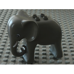 Duplo Elephant Adult with Eyes Round and White Tusks Pattern