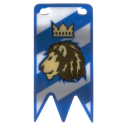 Plastic Part for Sets 8781 and 8801 - Vertical Flag with Lion and Crown on Diagonal Blue and White Stripes Pattern
