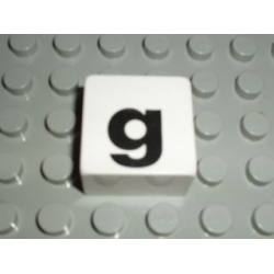 Duplo, Tile 2 x 2 x 1 with Black Lowercase Letter g Pattern