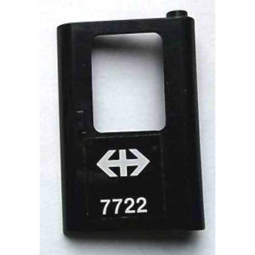 Деталь LEGO 4182pb040 Door 1 x 4 x 5 Train Right, Thin Support at Bottom with White Double Arrow (Swiss Federal Railways) and '7722' Pattern (Sticker) - Set 7722