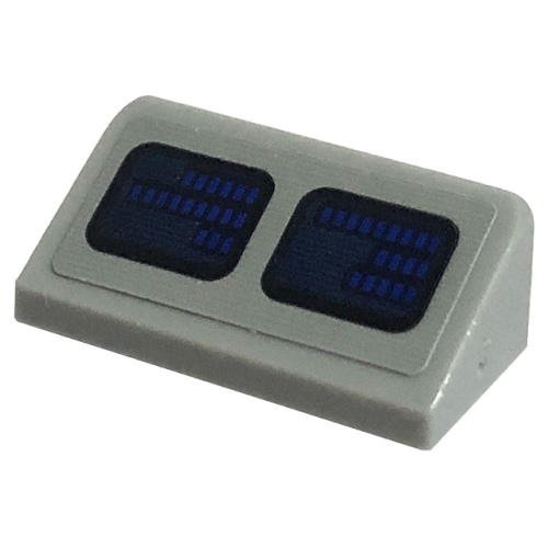 Деталь LEGO 85984pb283 Slope 30 1 x 2 x 2/3 with 2 Dark Blue Rounded Squares with Blue Equalizer Bars (SW Droid Scanner) Pattern (Sticker) - Set 75290