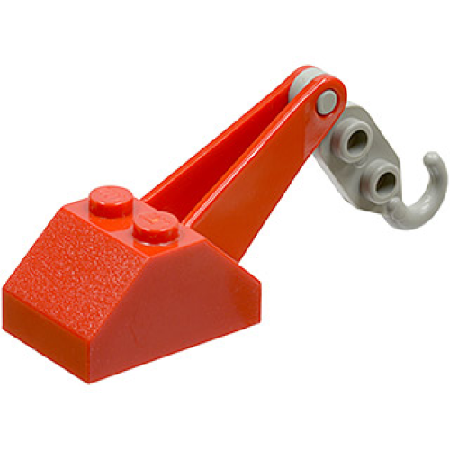 Деталь LEGO 3135c02 Hook Slope 45 2 x 3 x 1 1/3 Double with Arm with Light Gray Tow Hook (3135 / 3136)