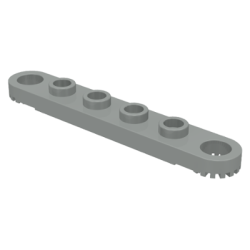 Technic, Plate 1 x 6 with Toothed Ends - Light Gray