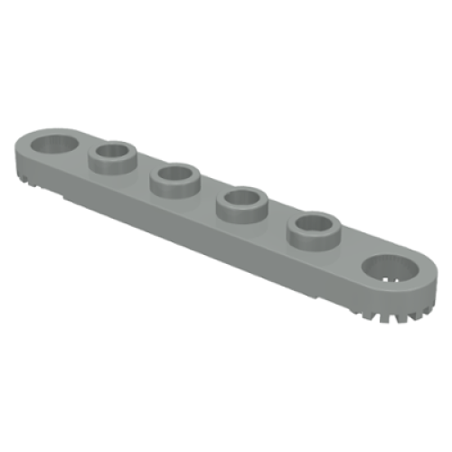 Деталь LEGO 4262 Technic, Plate 1 x 6 with Toothed Ends - Light Gray