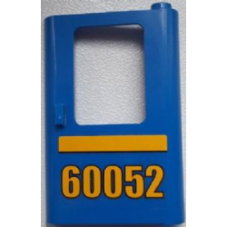 Door 1 x 4 x 5 Train Right, Thin Support at Bottom with Bright Light Orange Stripe and '60052' Pattern (Sticker) - Set 60052 Door 1 x 4 x 5 Train Right, Thin Support at Bottom with Bright Light Orange Stripe and '60052' Pattern (Sticker) - Set 60052