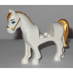 Horse, Friends Style with 2 x 2 Cutout with Medium Blue Eyes and Face Decoration, Gold Mane and Tail Pattern