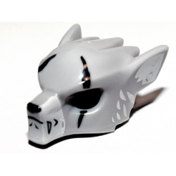 Minifigure, Headgear Mask Wolf with Fangs, Scars and White Ears Pattern Minifigure, Headgear Mask Wolf with Fangs, Scars and White Ears Pattern