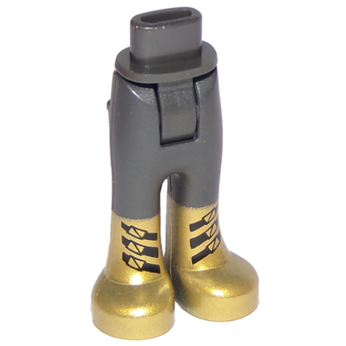 Деталь LEGO 92253c00pb32 Mini Doll Hips and Trousers with Back Pockets with Gold Boots with Black Straps Pattern - Thick Hinge