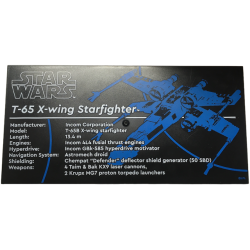 Tile 8 x 16 with Bottom Tubes, Textured Surface with Star Wars T-65 X-wing Starfighter Pattern
